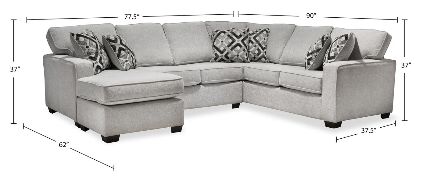 Stratford 2-Piece Brushed Linen-Look Fabric Left-Facing Sectional - Beige - Image 14
