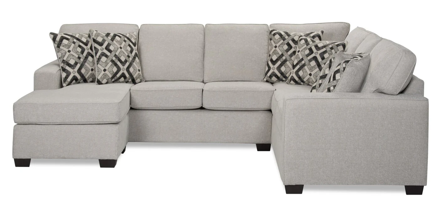 Stratford 2-Piece Brushed Linen-Look Fabric Left-Facing Sectional - Beige - Image 8