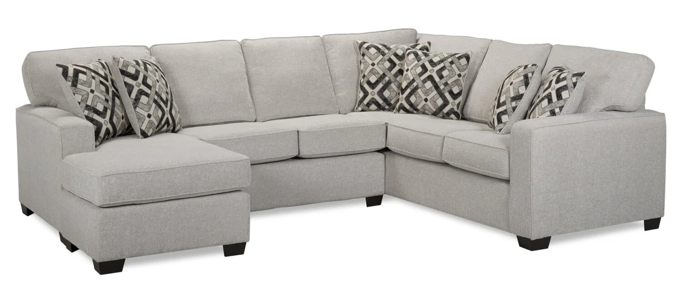 Stratford 2-Piece Brushed Linen-Look Fabric Left-Facing Sectional - Beige - Image 9