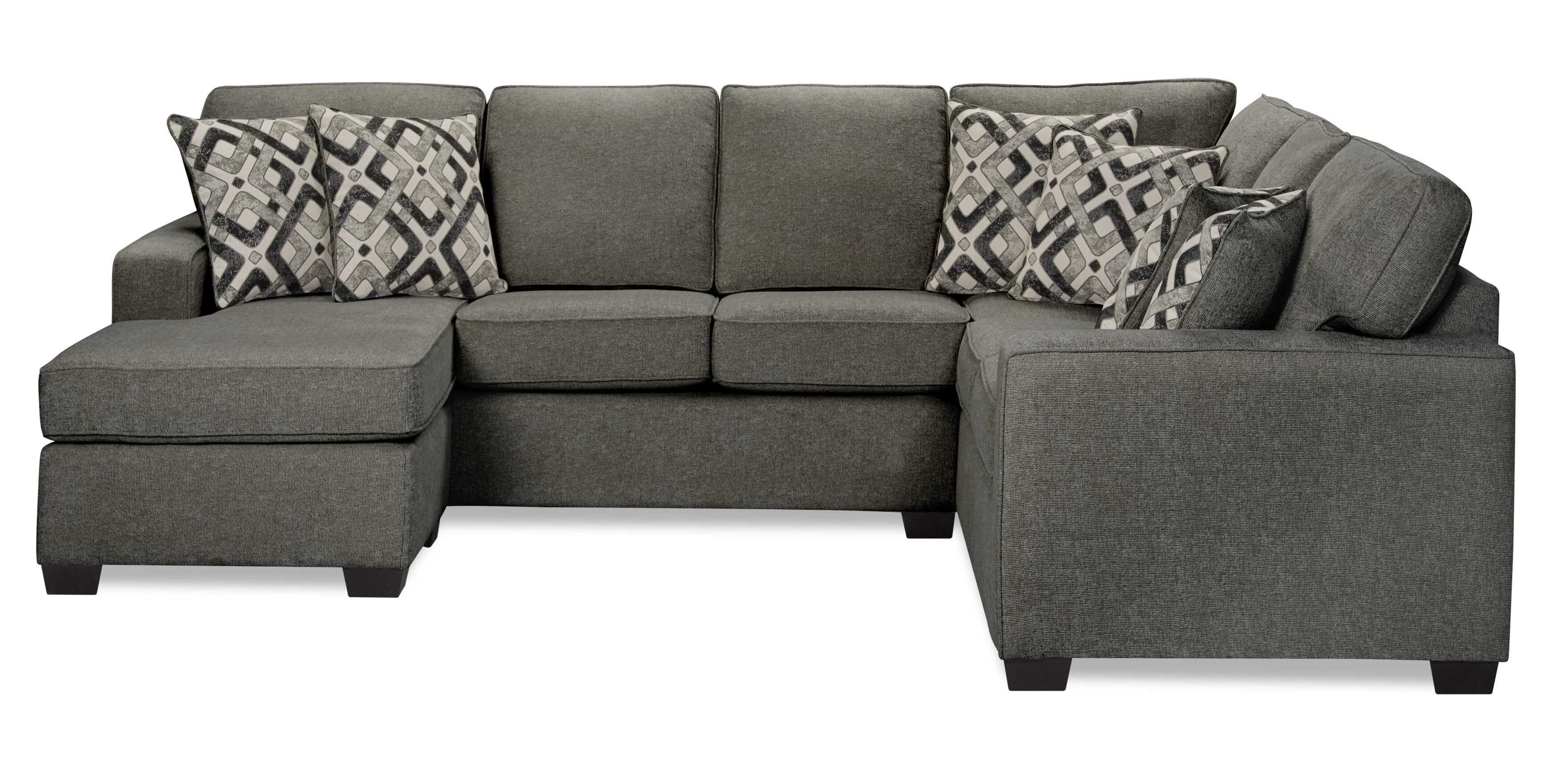 Stratford 2-Piece Brushed Linen-Look Fabric Left-Facing Sectional - Charcoal - Image 2
