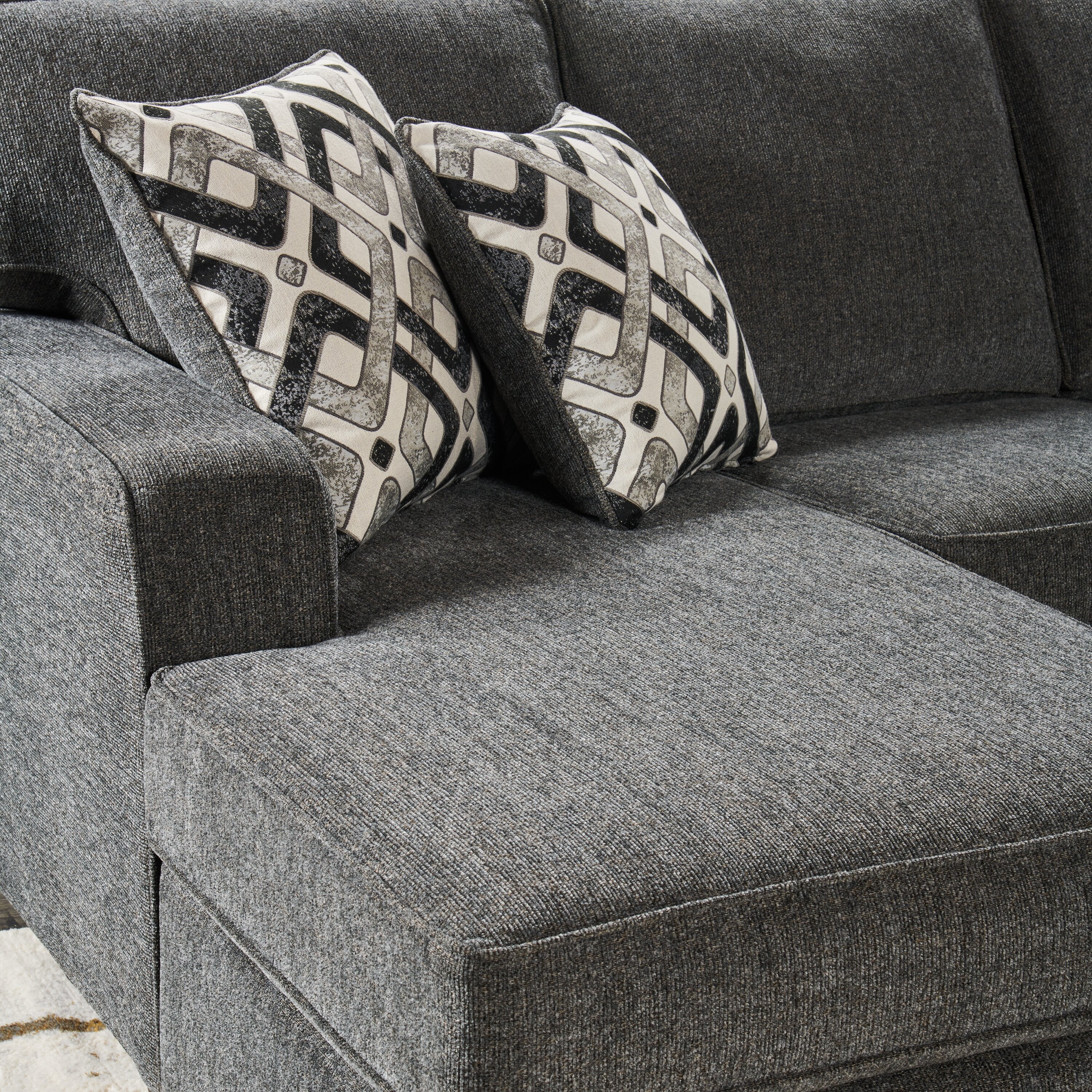 Stratford 2-Piece Brushed Linen-Look Fabric Left-Facing Sectional - Charcoal - Image 5