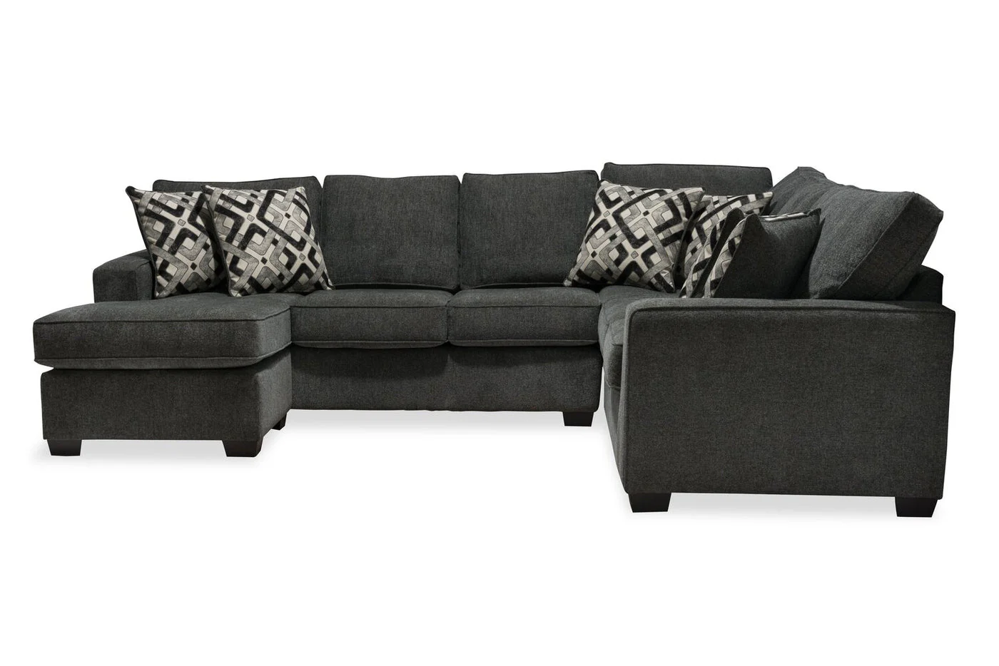 Stratford 2-Piece Brushed Linen-Look Fabric Left-Facing Sectional - Charcoal - Image 7