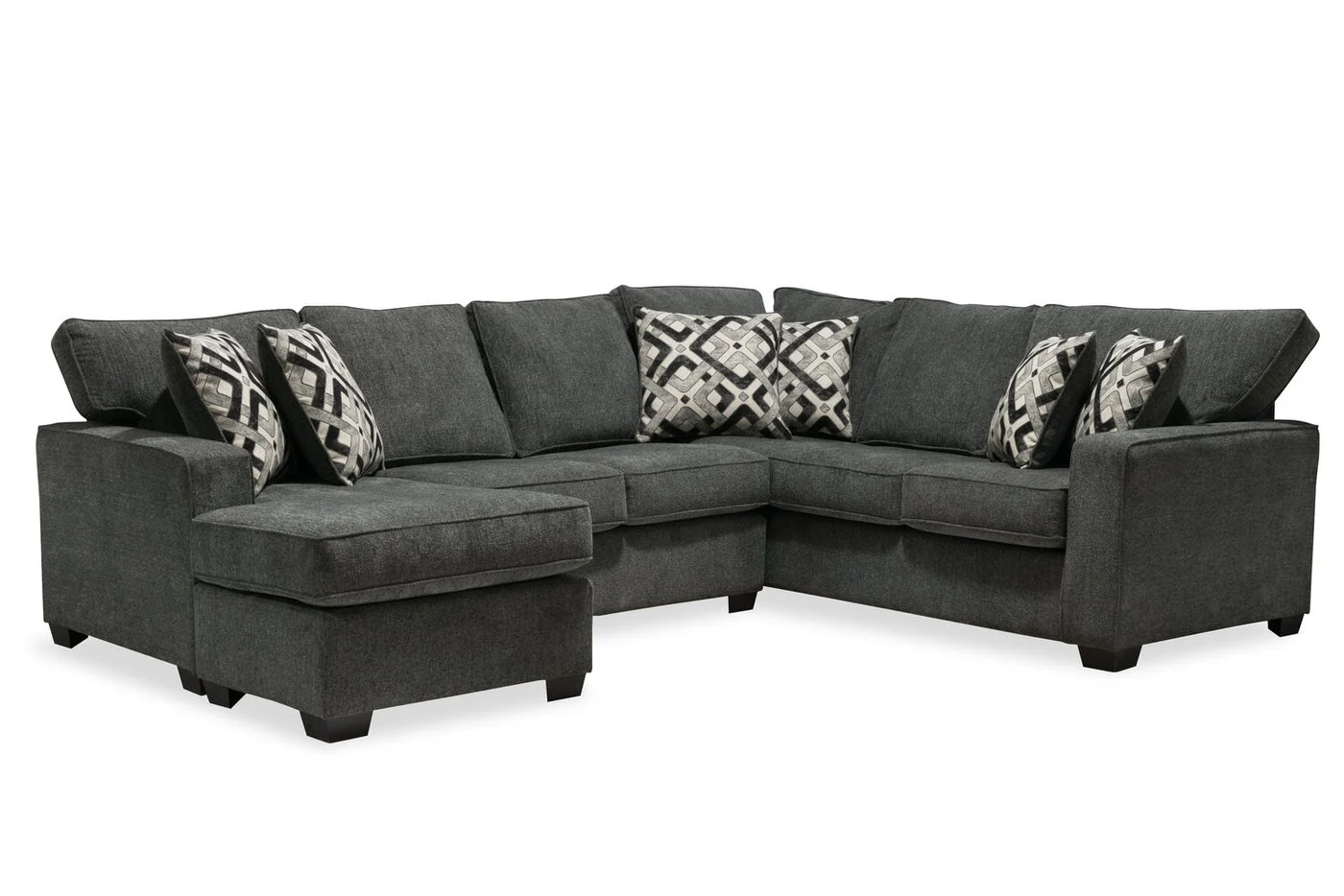 Stratford 2-Piece Brushed Linen-Look Fabric Left-Facing Sectional - Charcoal - Image 8