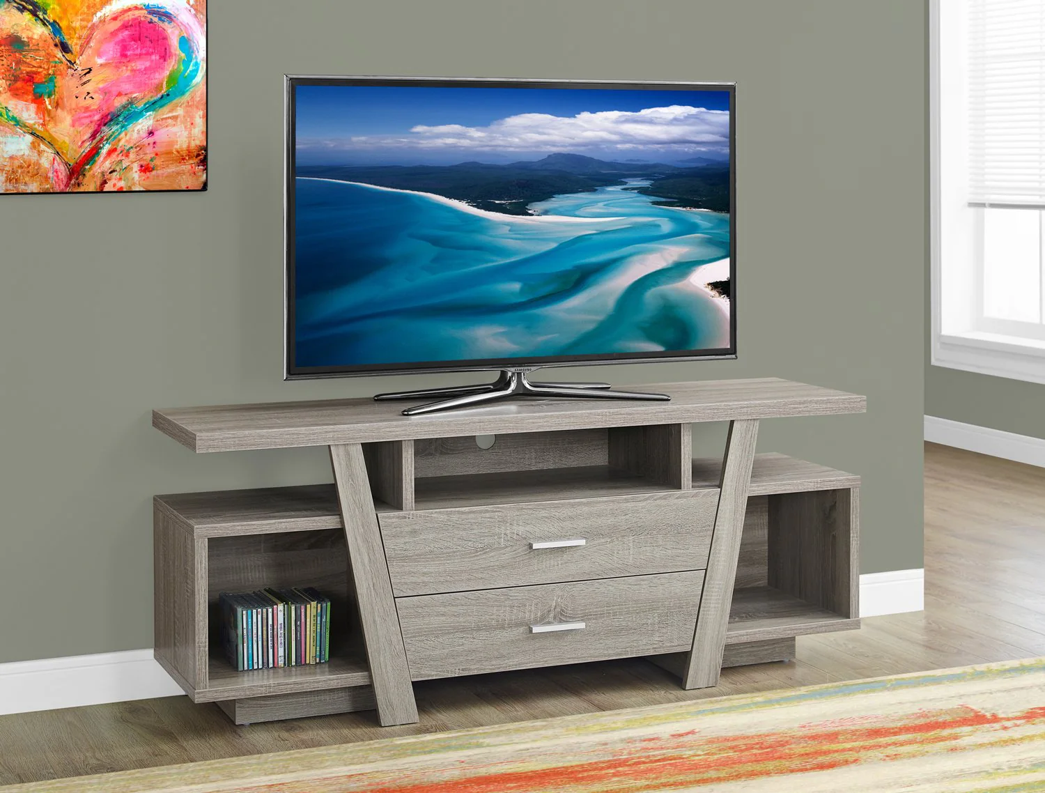 Sybill 60" TV Stand - Dark Taupe - Image 3