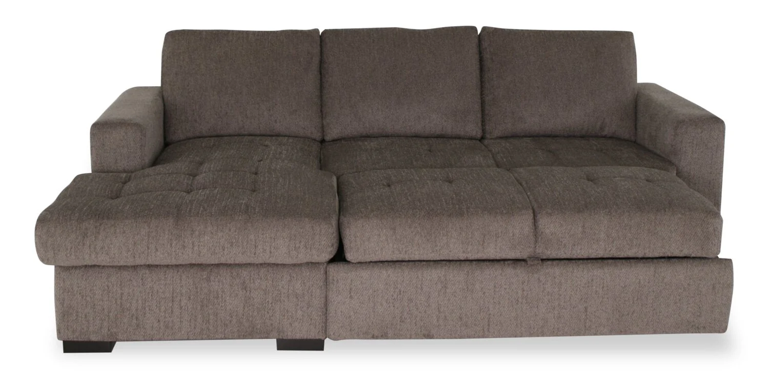 Tales 2-Piece Left-Facing Chenille Sleeper Sectional Sofa - Pewter - Image 5