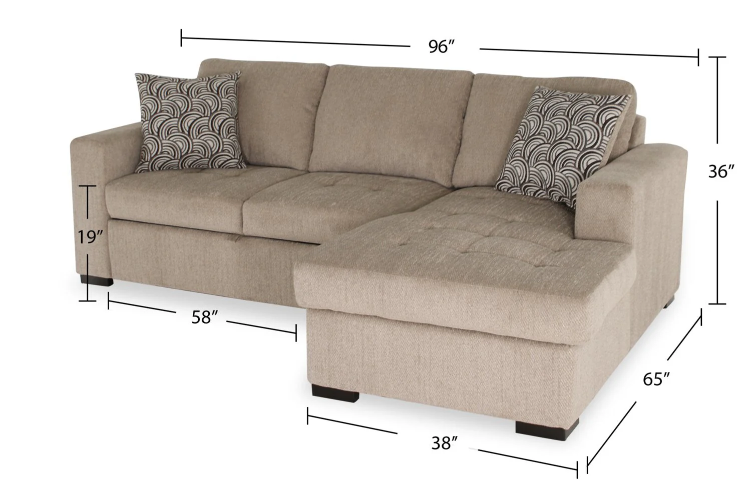 Tales 2-Piece Right-Facing Chenille Sleeper Sectional Sofa - Platinum - Image 15