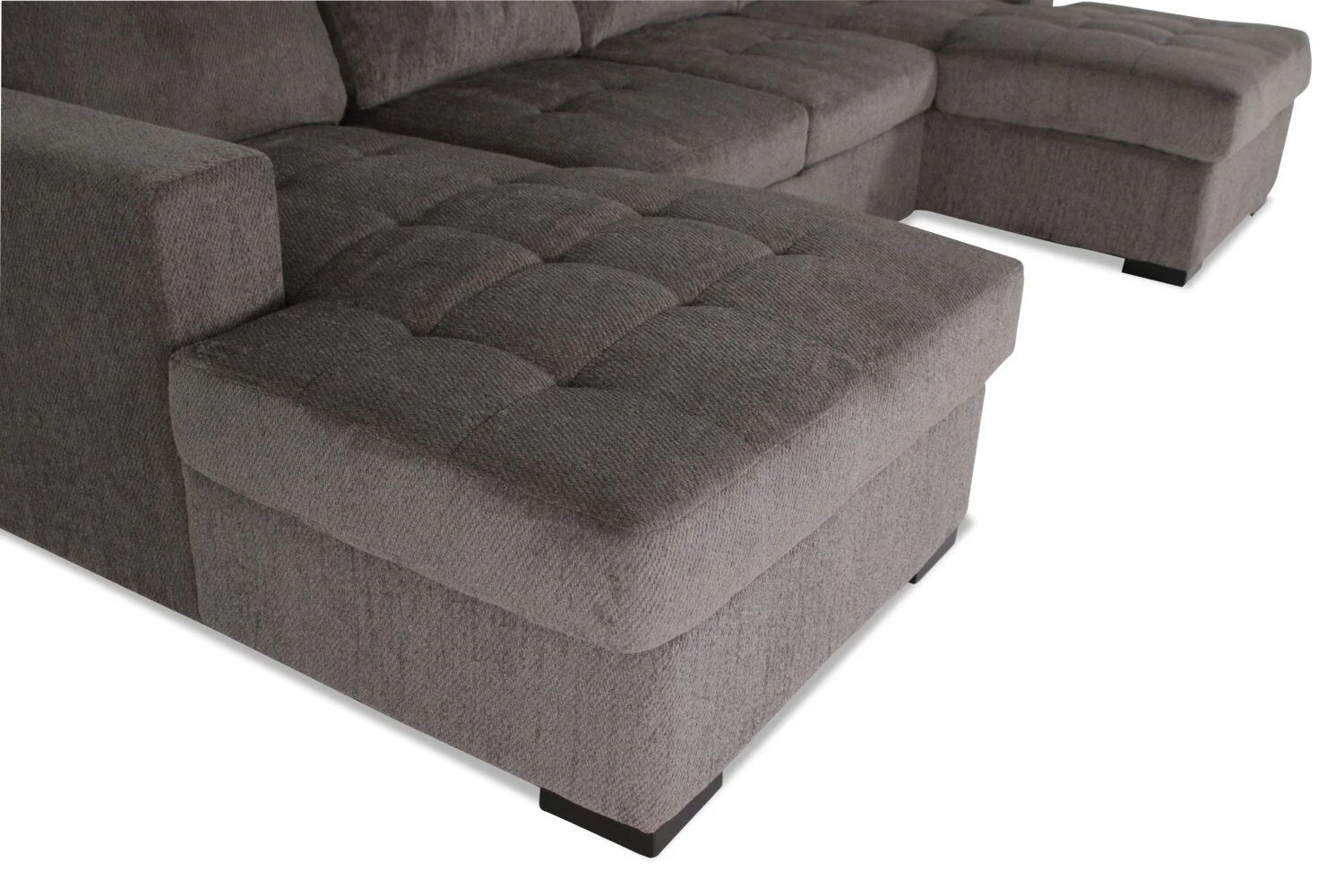 Tales 3-Piece Chenille Sleeper Sectional Sofa with Two Chaises - Pewter - Image 11