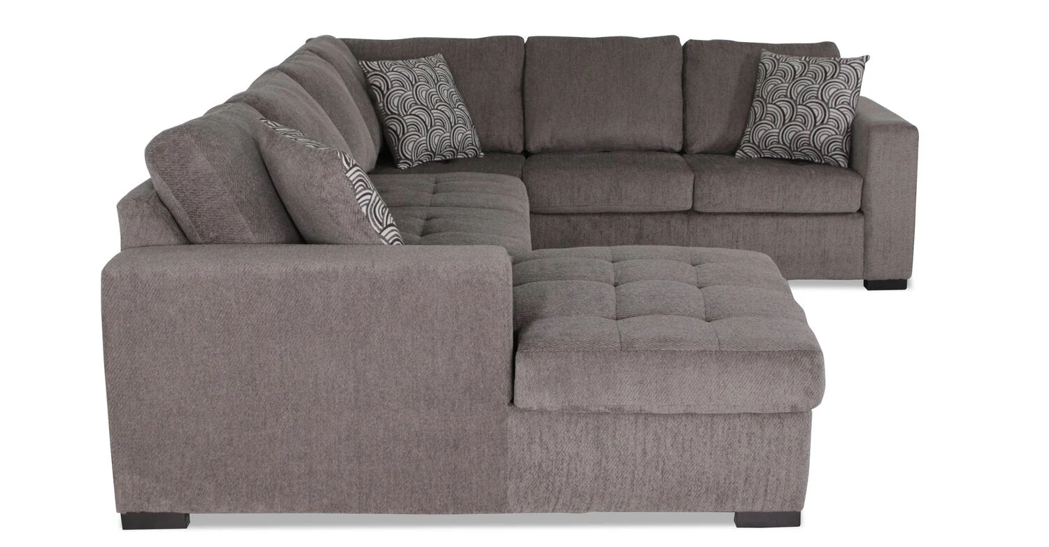 Tales 3-Piece Left-Facing Chenille Sleeper Sectional Sofa - Pewter - Image 8