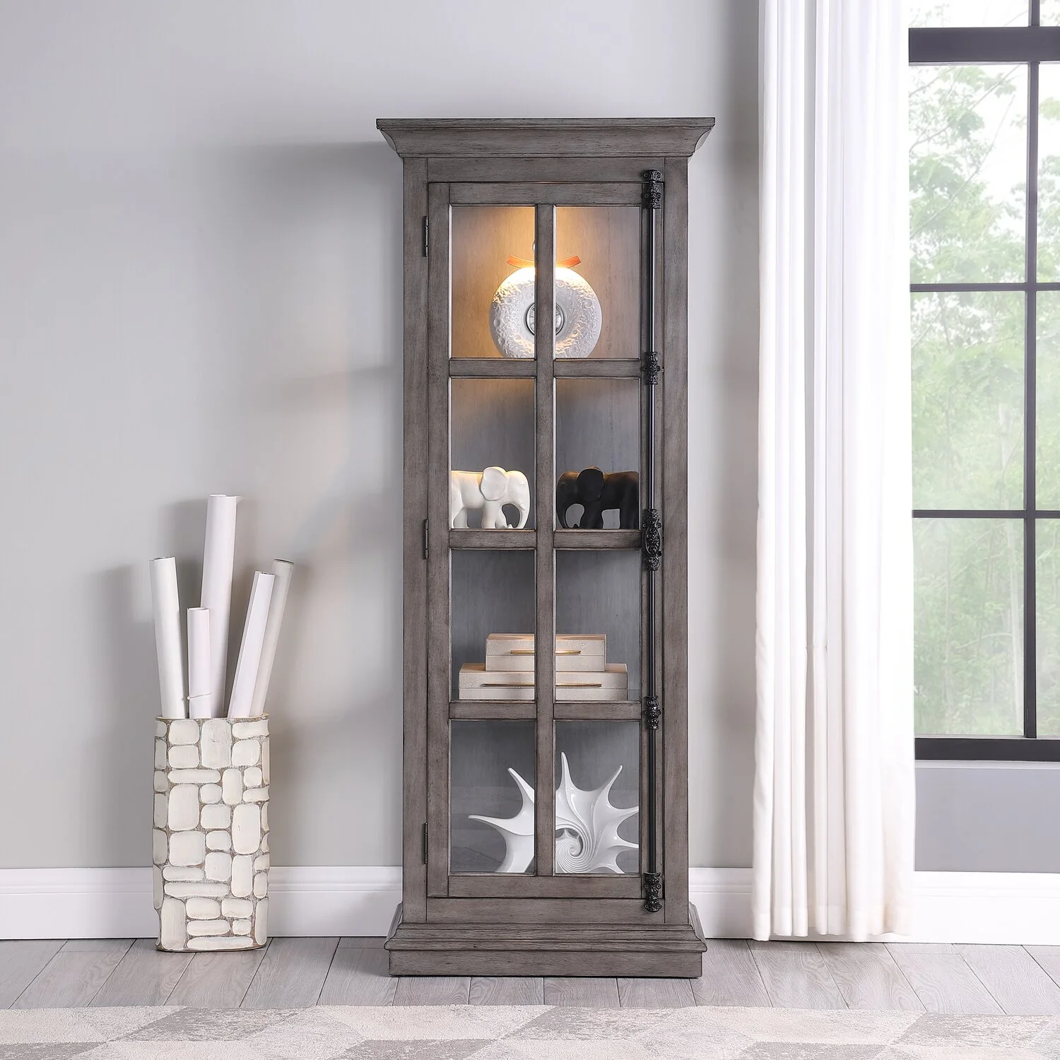 Tander Curio Cabinet - Grey - Image 6
