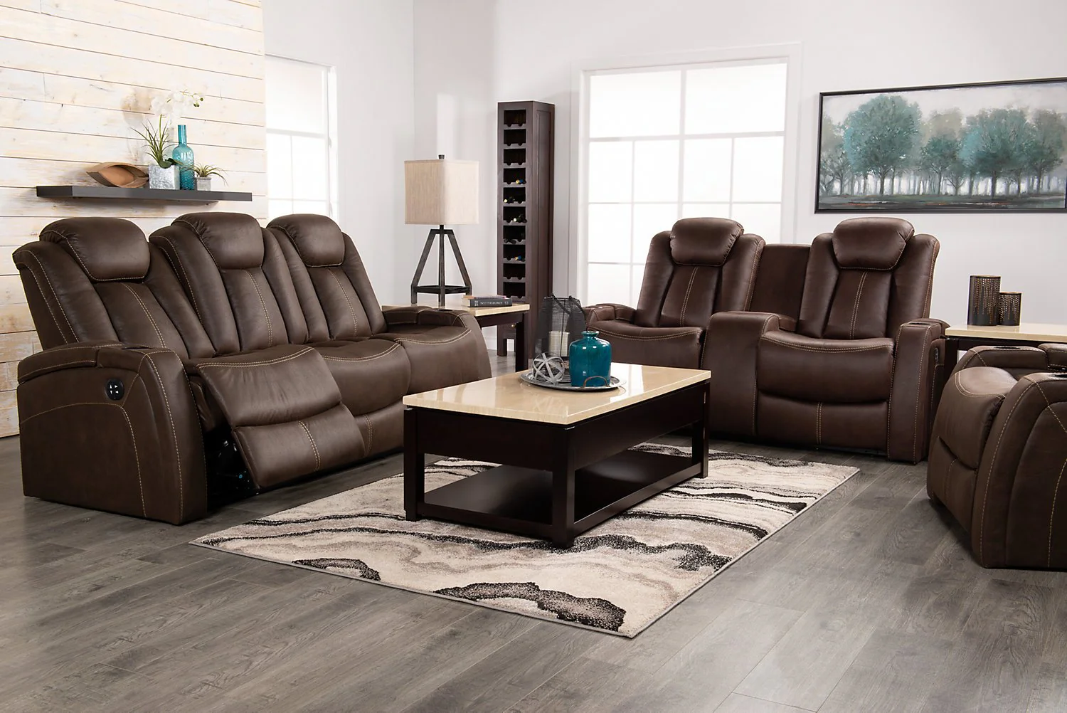 Terrell Faux Suede Power Reclining Chair - Chocolate - Image 3