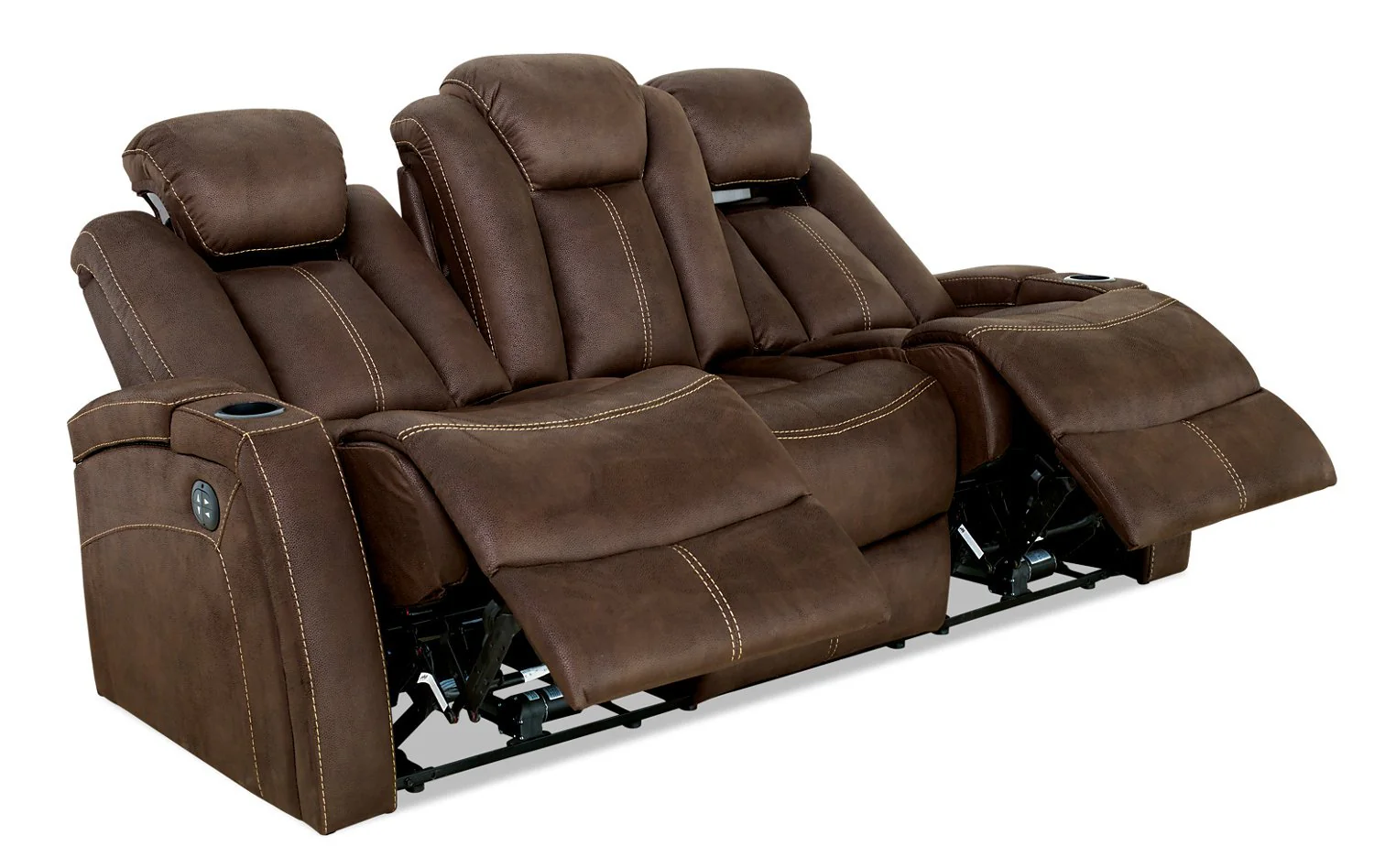 Terrell Faux Suede Power Reclining Sofa - Chocolate - Image 2