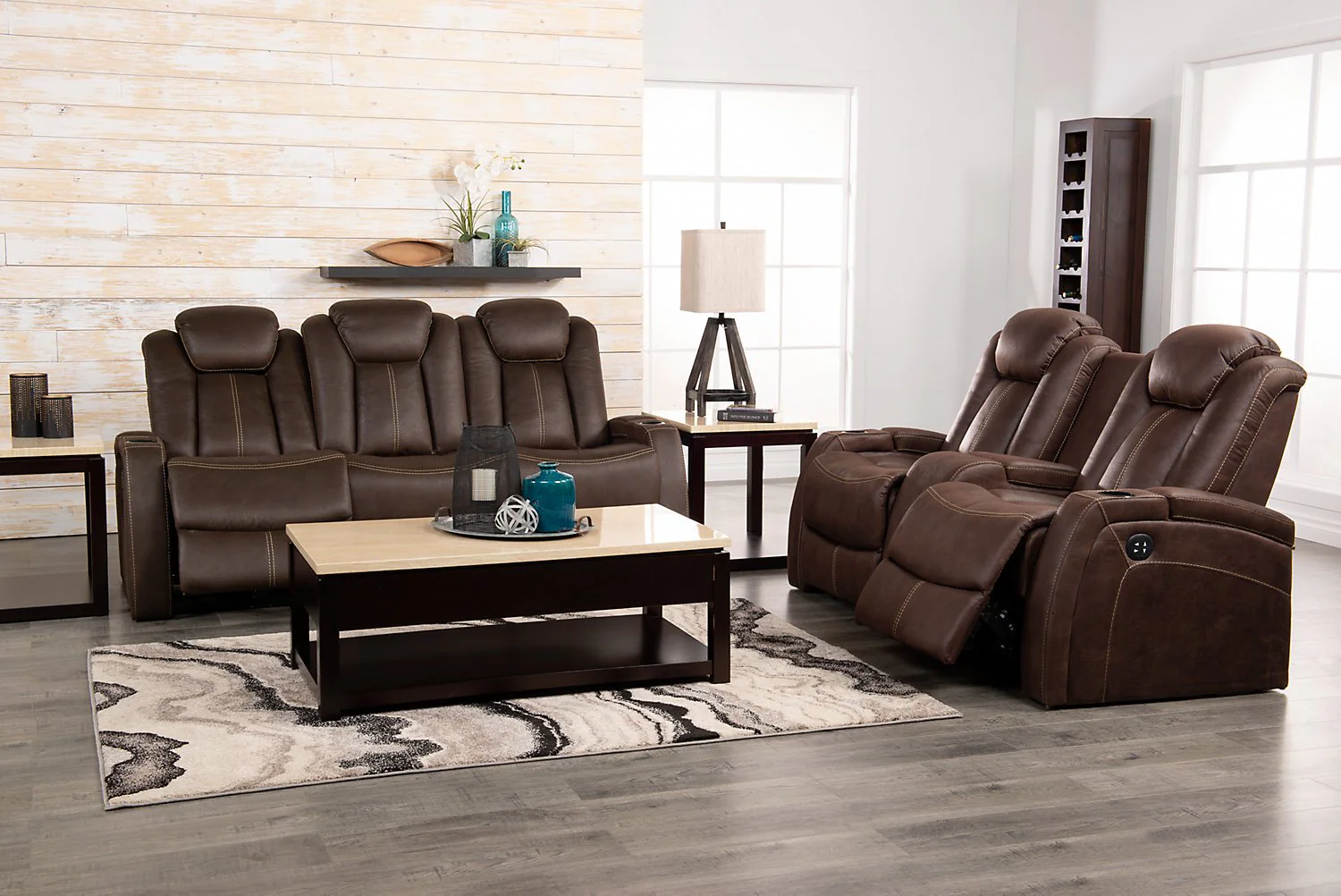 Terrell Faux Suede Power Reclining Sofa - Chocolate - Image 3
