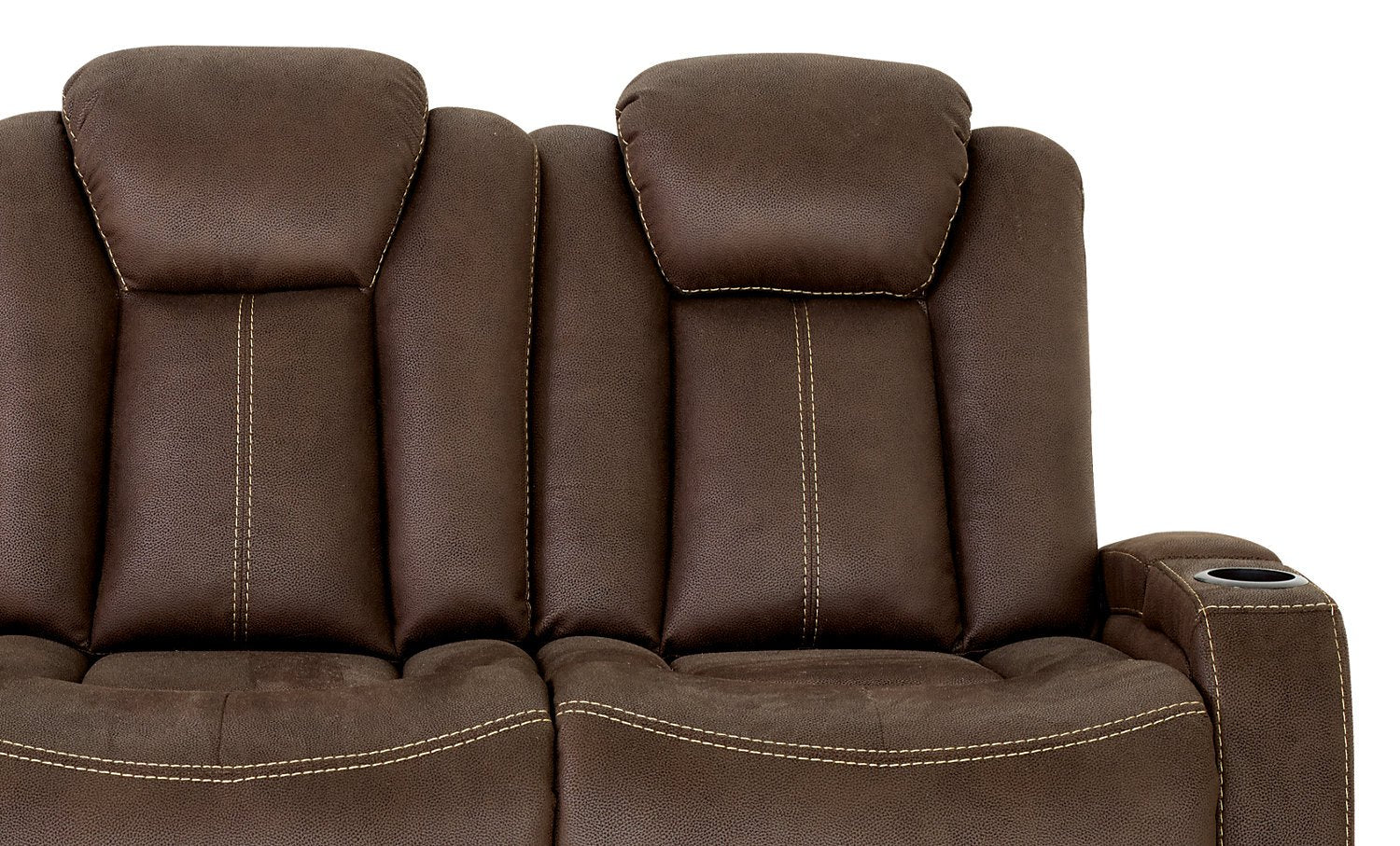 Terrell Faux Suede Power Reclining Sofa - Chocolate - Image 6