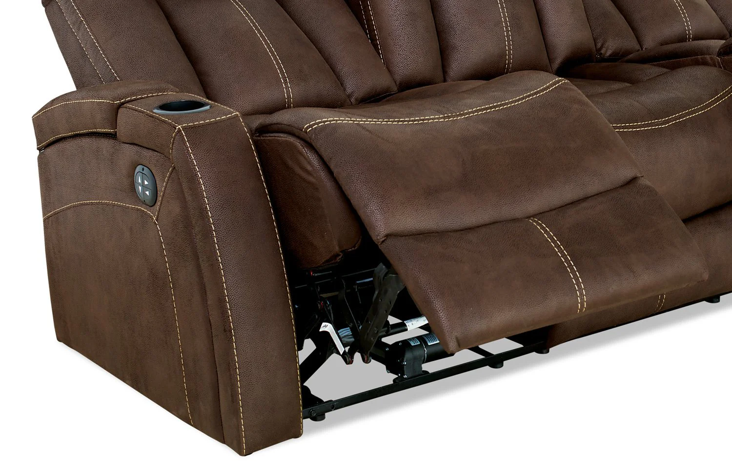 Terrell Faux Suede Power Reclining Sofa - Chocolate - Image 7