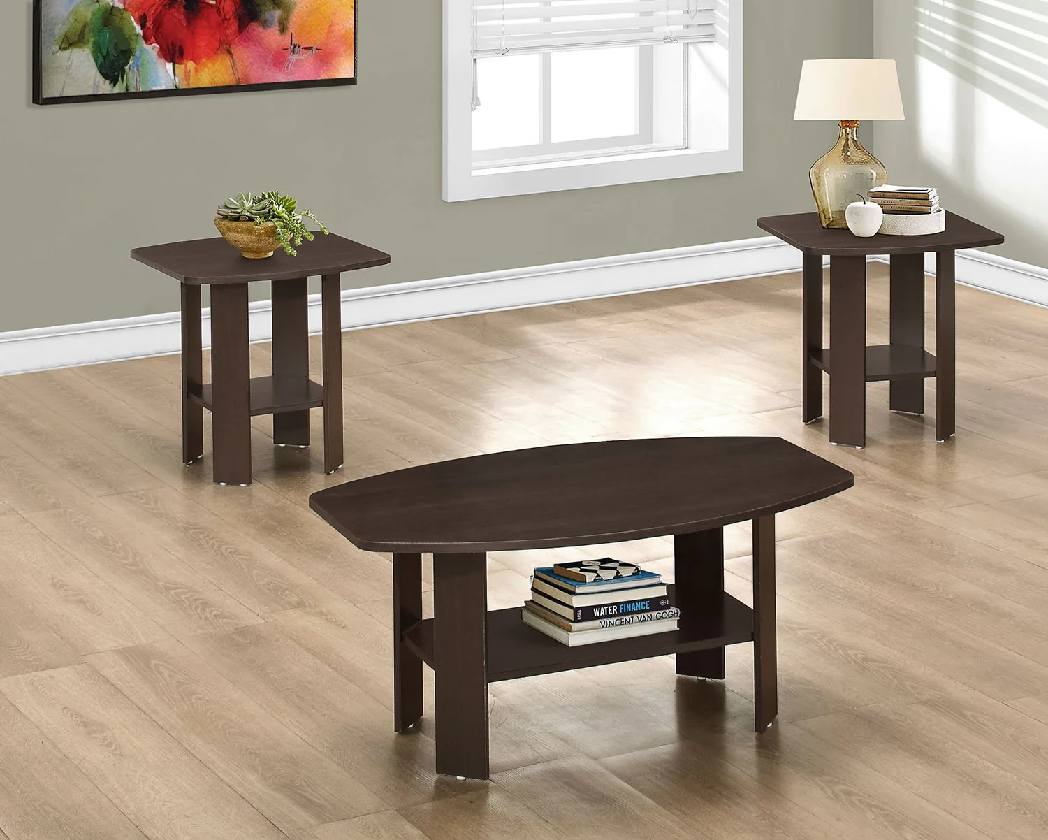 Tramore 3-Piece Coffee and Two End Tables Package - Dark Brown - Image 2