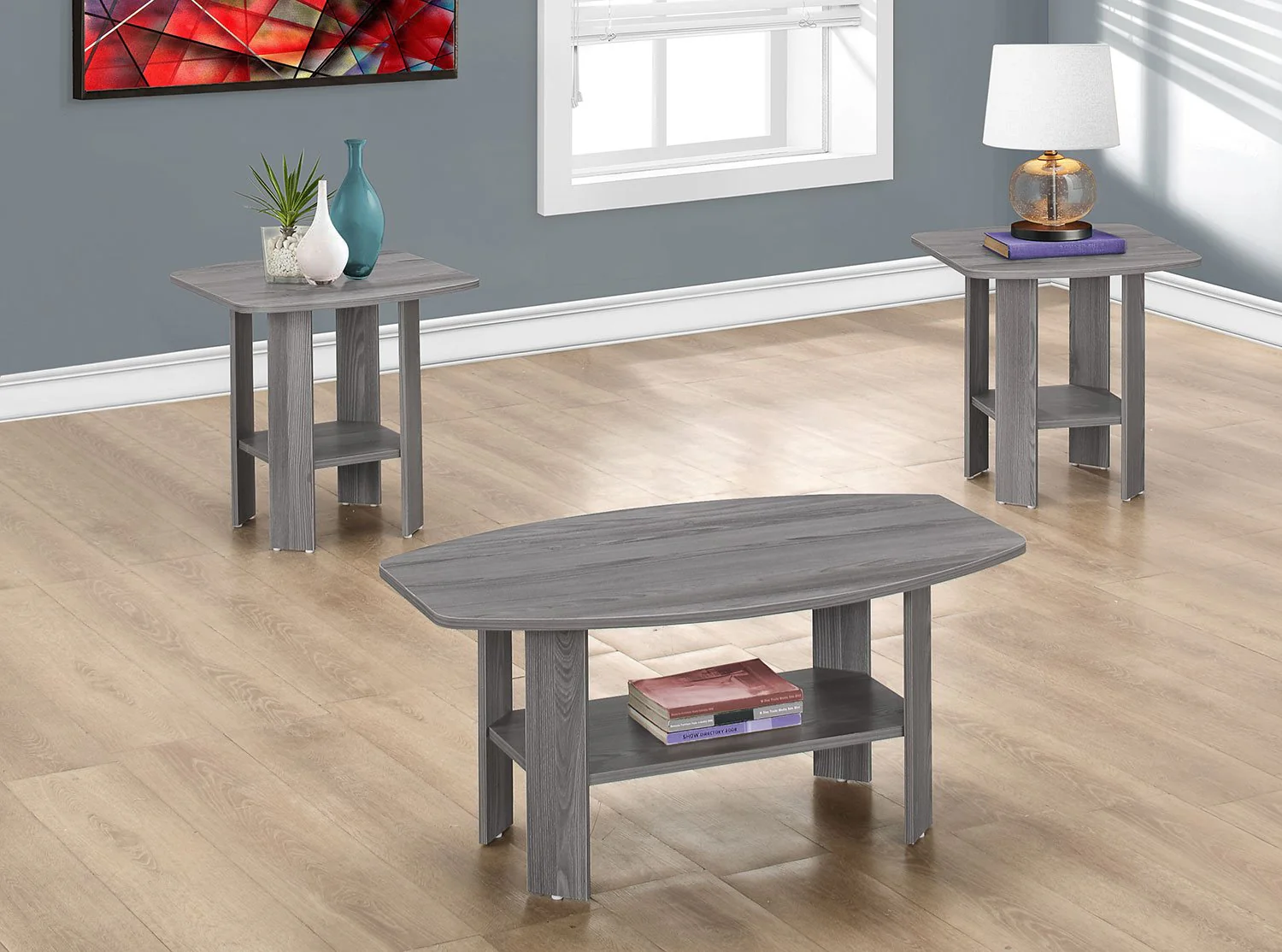 Tramore 3-Piece Coffee and Two End Tables Package - Grey - Image 2