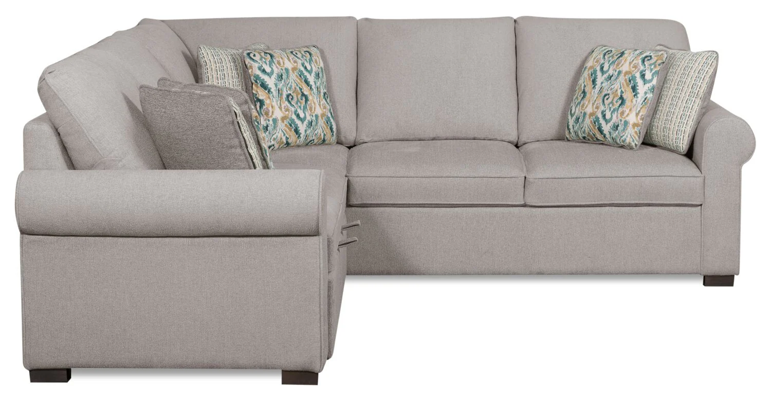Valley 2-Piece Left-Facing Chenille Sectional with Sleeper Sofa - Grey - Image 3