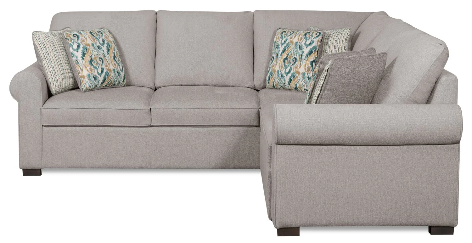 Valley 2-Piece Right-Facing Chenille Sectional - Grey - Image 2