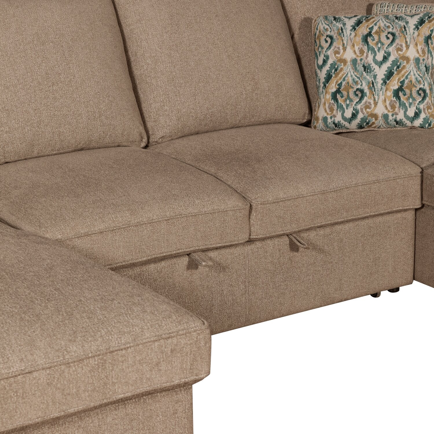Valley 3-Piece Chenille Sleeper Sectional - Taupe - Image 5