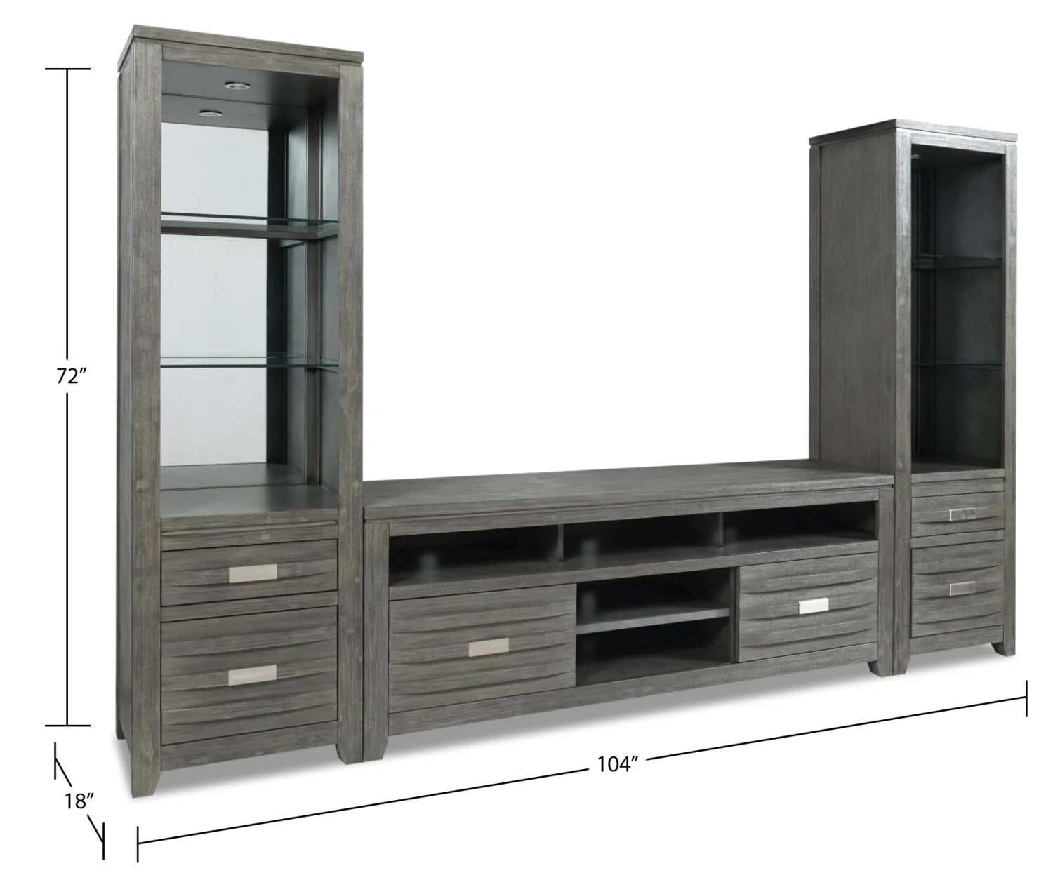 Vizela 3-Piece Entertainment Centre with 60" TV Opening - Grey - Image 8