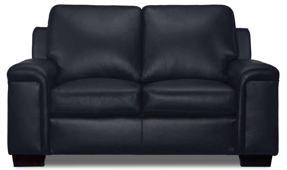 Webster Leather Loveseat - Navy - Image 2