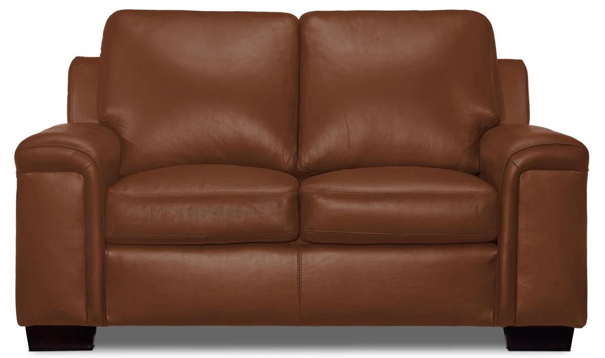 Webster Leather Loveseat - Saddle - Image 2