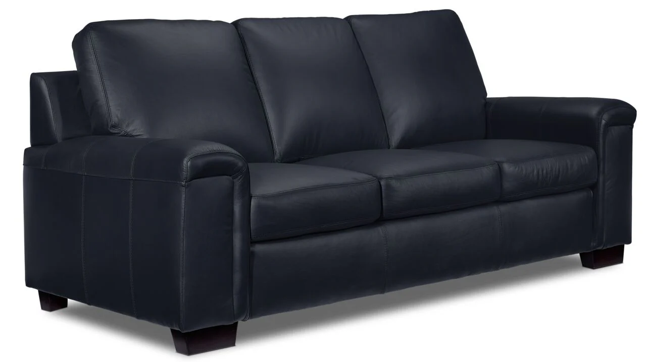 Webster Leather Sofa and Chair Set - Navy - Image 2