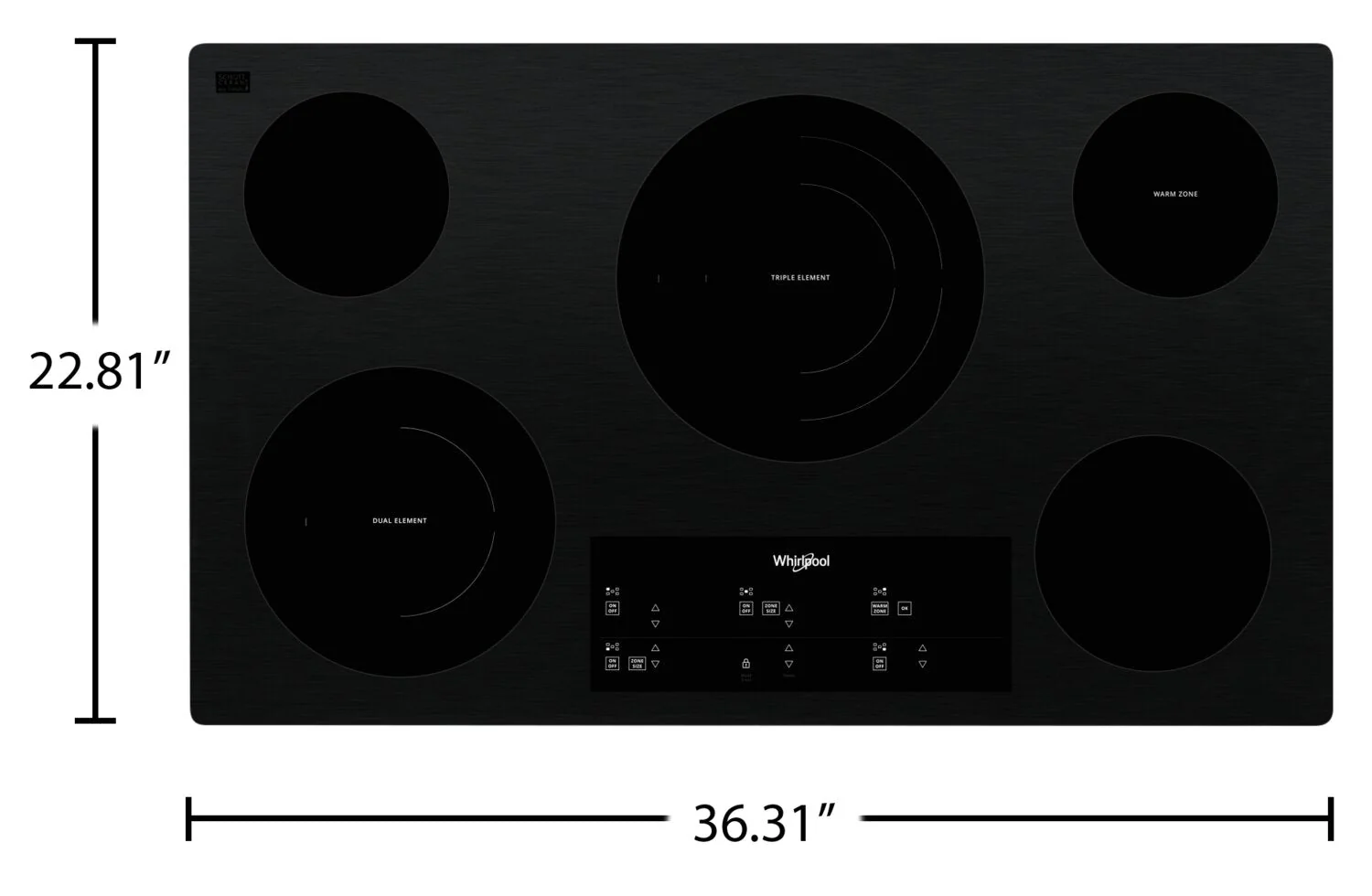 Whirlpool 36" Electric Ceramic Glass Cooktop - WCE97US6KB - Image 2
