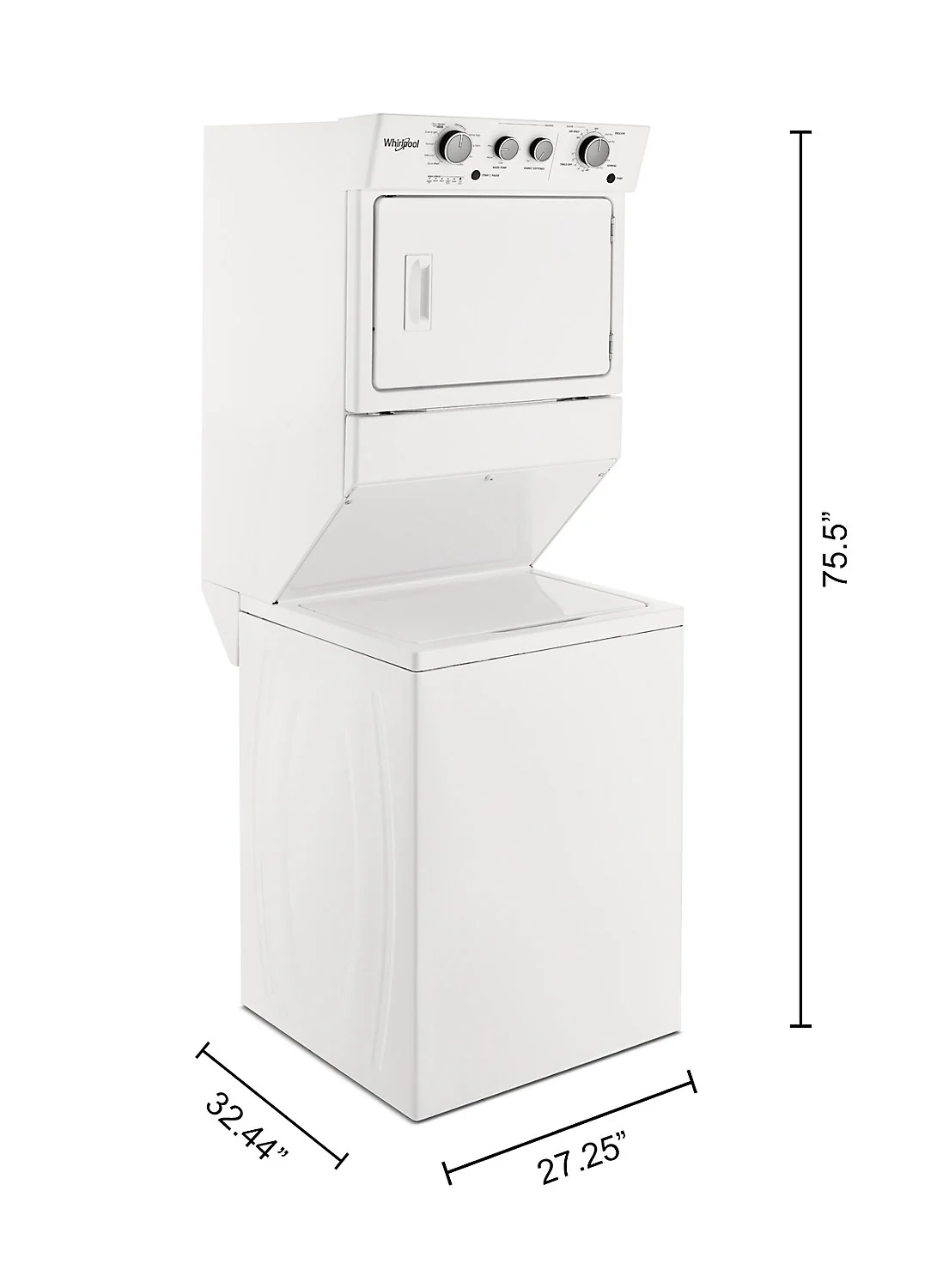 Whirlpool® 4.0 cu.ft Gas Stacked Laundry Center 9 Wash cycles and AutoDry™ - WGT4027HW - Image 9