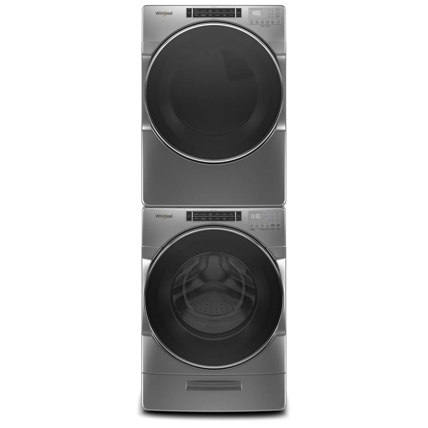 Whirlpool 5.8 Front-Load Washer and 7.4 Cu. Ft. Electric Dryer with Steam - Chrome Shadow - Image 2