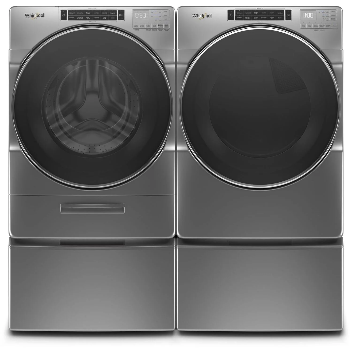 Whirlpool 5.8 Front-Load Washer and 7.4 Cu. Ft. Electric Dryer with Steam - Chrome Shadow - Image 3