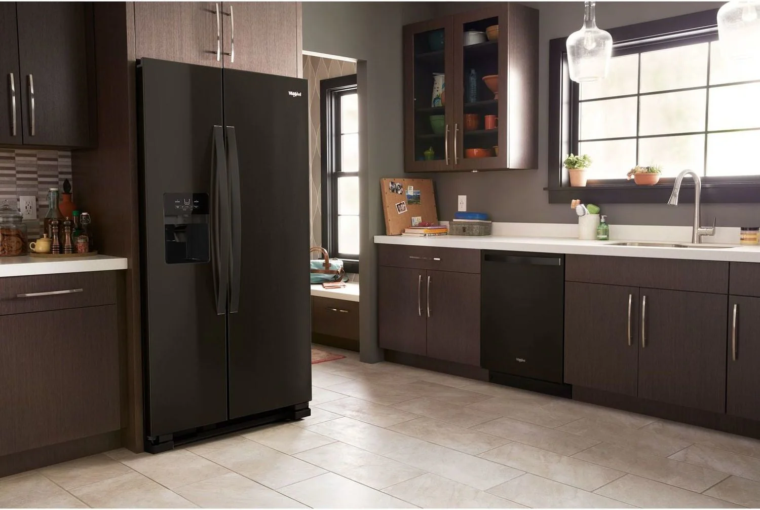 Whirlpool Black Stainless Steel Side-by-Side Refrigerator (21 Cu. Ft.) - WRS321SDHV - Image 2