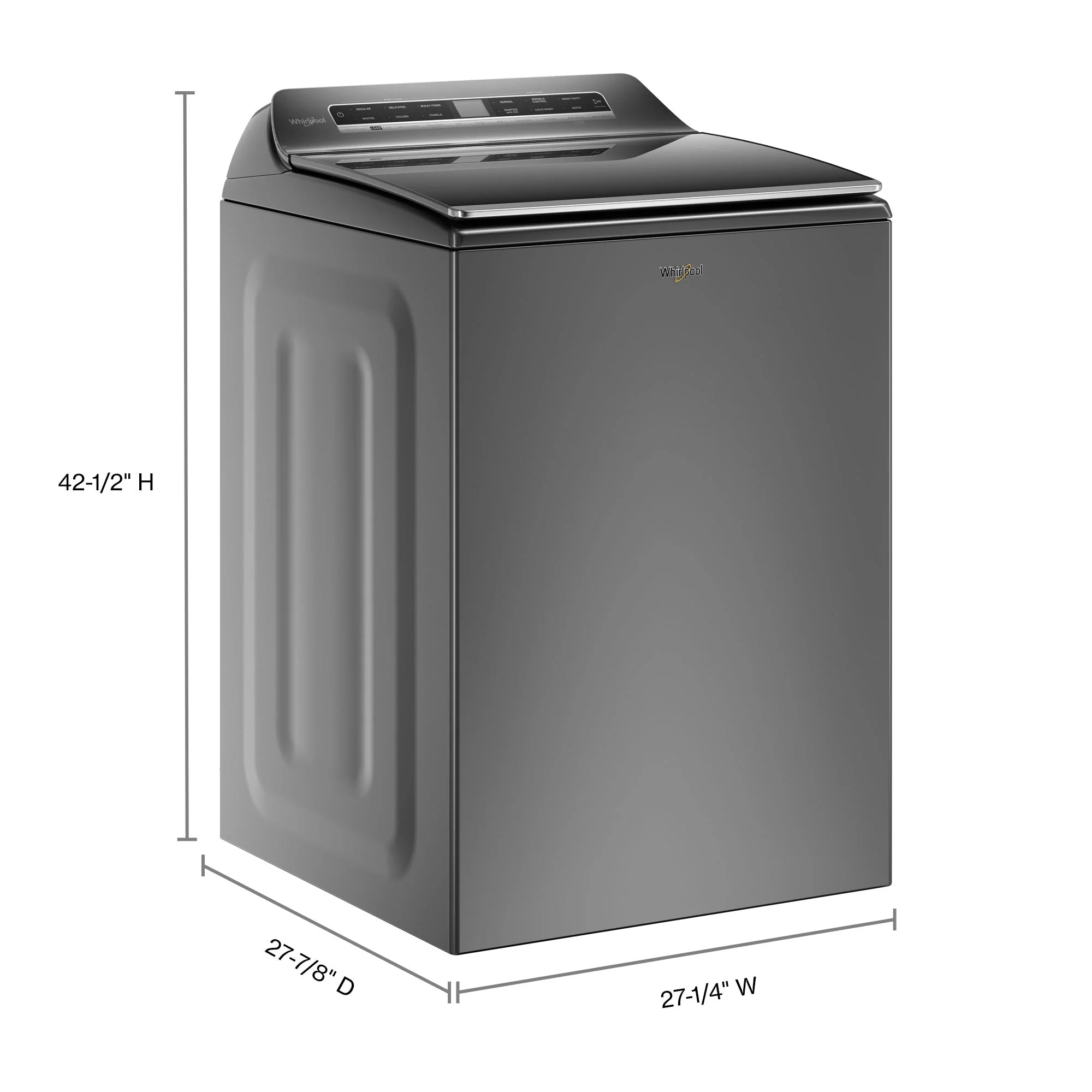 Whirlpool Chrome Shadow Top Load Washer with 2 in 1 Removeable Agitator (6.0 Cu Ft) - WTW8127LC - Image 8