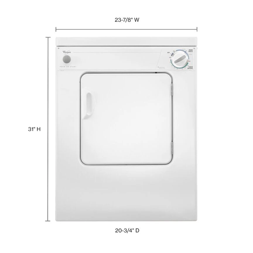 Whirlpool White Compact Electric Dryer with AccuDry™ Drying System (3.4 Cu Ft) - LDR3822PQ - Image 4