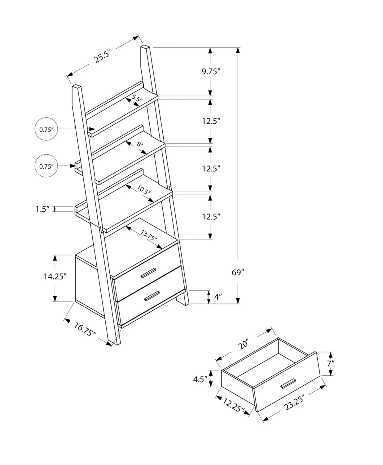 Wolverhampton Bookcase with Storage - Espresso - Image 5