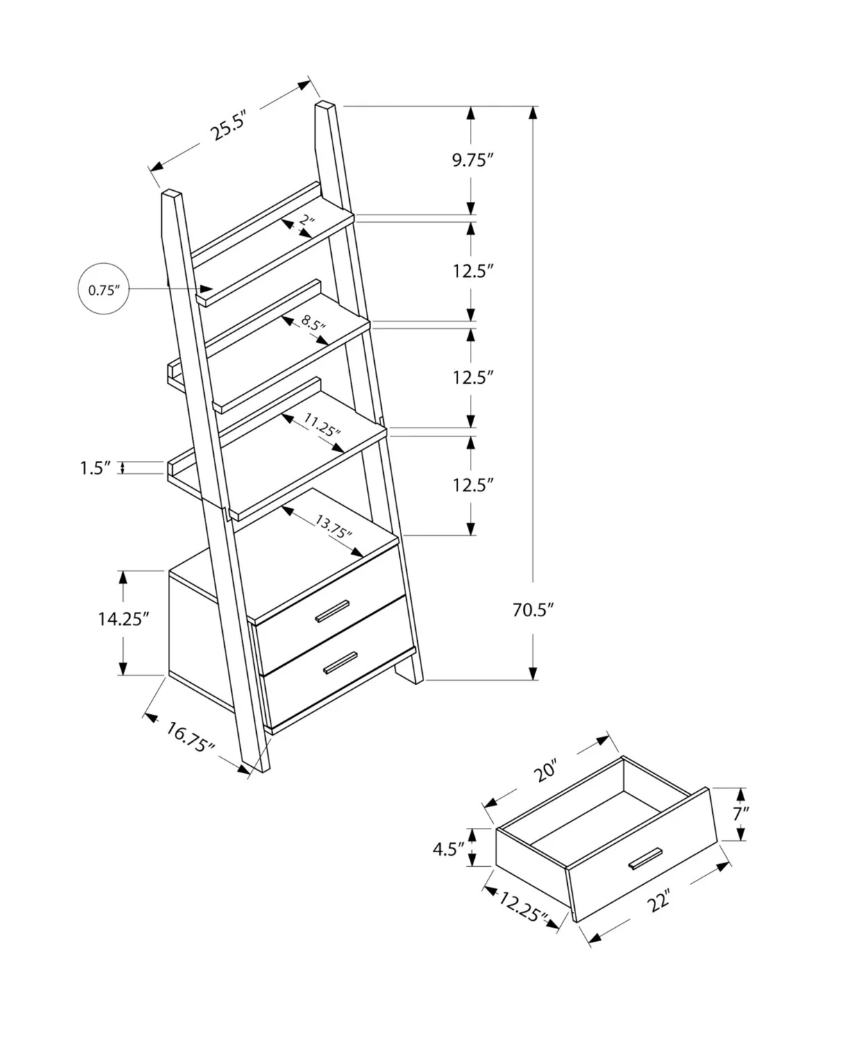 Wolverhampton Bookcase with Storage - Grey and White - Image 5
