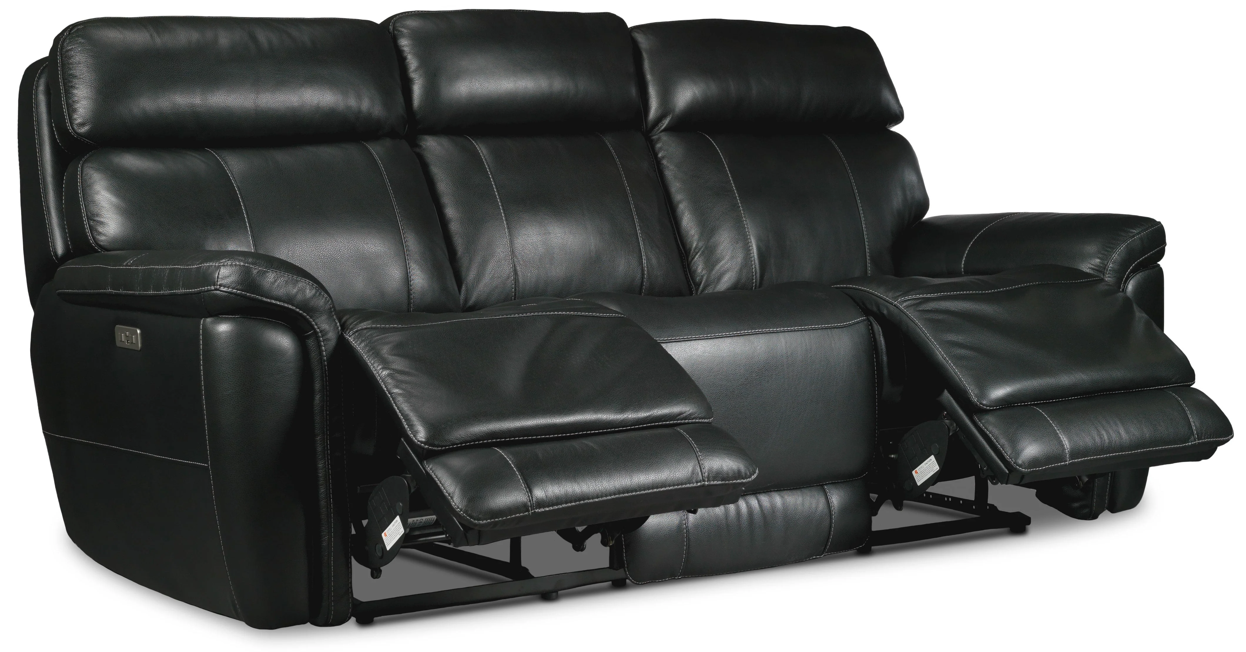 Zane Dual Power Reclining Sofa and Loveseat Set - Midnight Black - Image 2