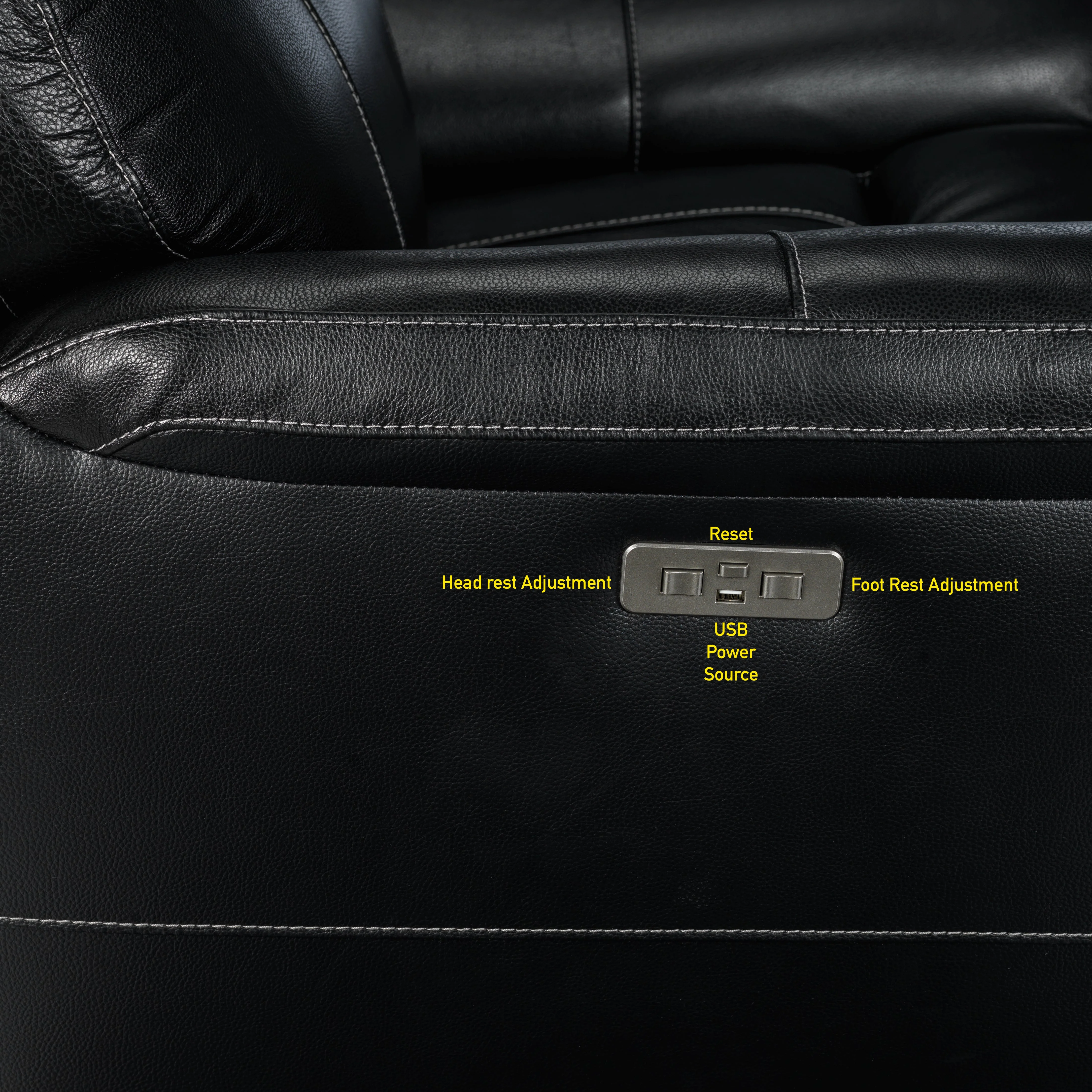 Zane Dual Power Reclining Sofa and Loveseat Set - Midnight Black - Image 5