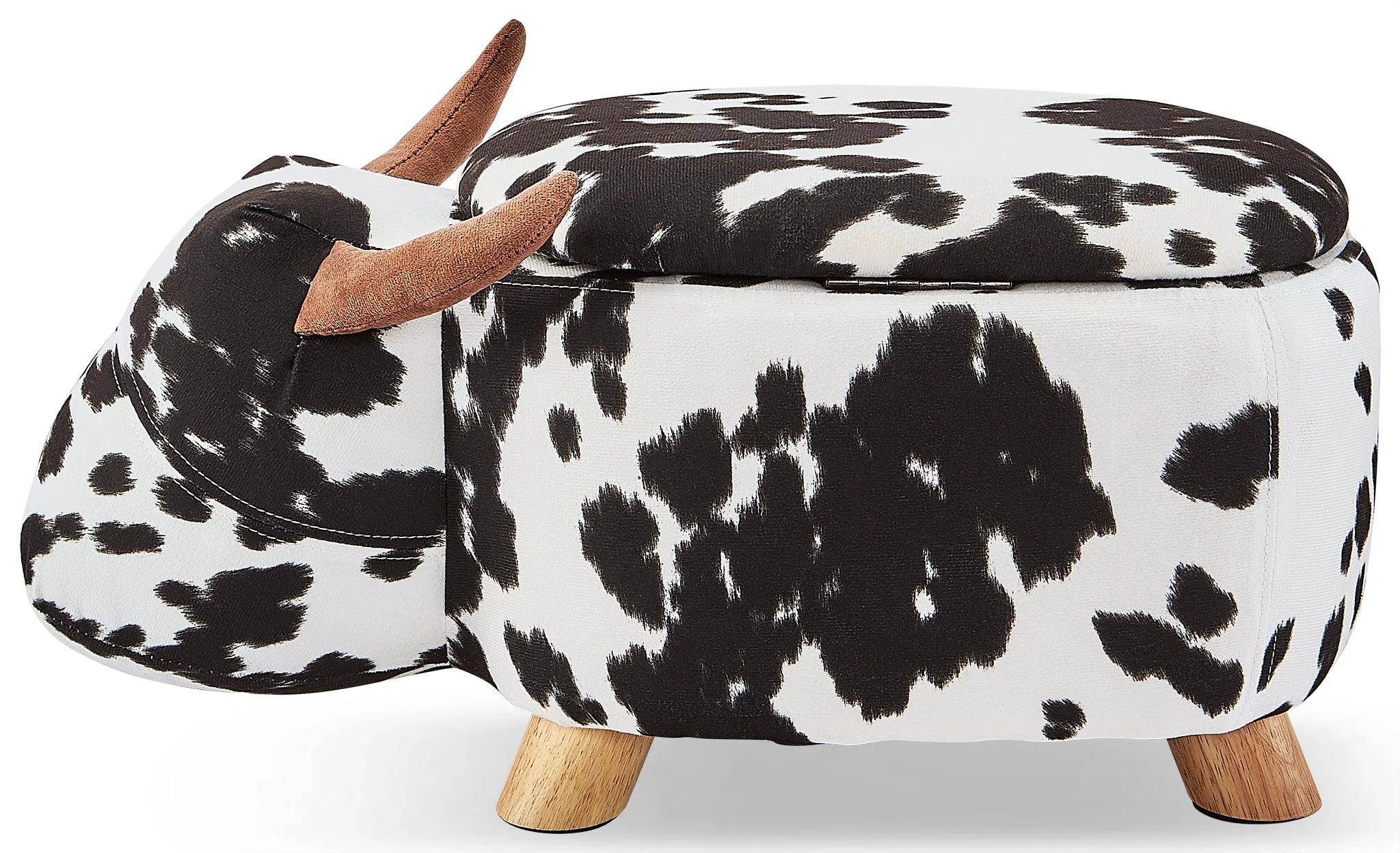 Zoo Companions Cow Storage Ottoman - Black and White - Image 3
